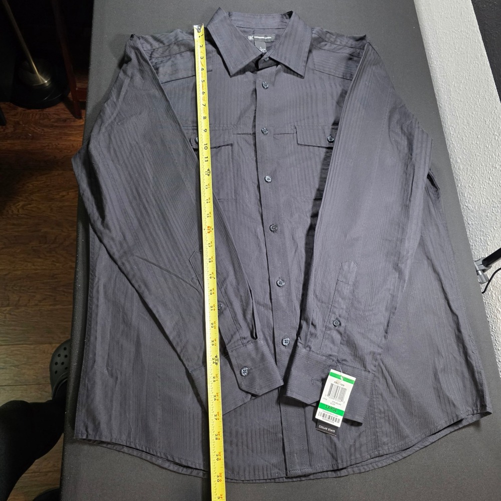 NWT INC International Concepts Mens‎ Black Striped Long Sleeve Shirt Size Large - Picture 4 of 10